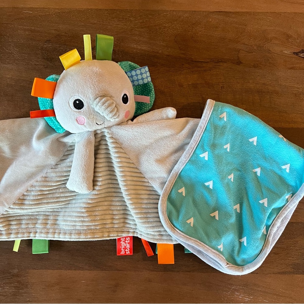⚡️3/$20 Baby Set: Lovey & Burp Cloth - elephant tags